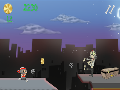Ninja Rooftop Zombie Run Free