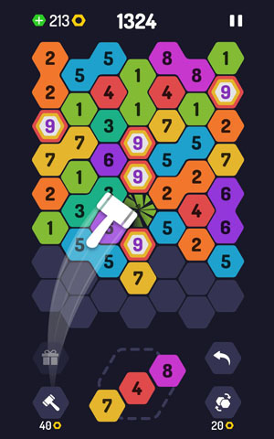 UP 9 - Hexa Puzzle! Merge Numbers to get 9